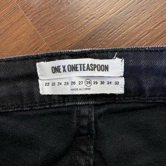 One x OneTeaspoon High Waist Freebird II Skinny Jeans Black Goth Grunge Emo Sz28 - Picture 5 of 10